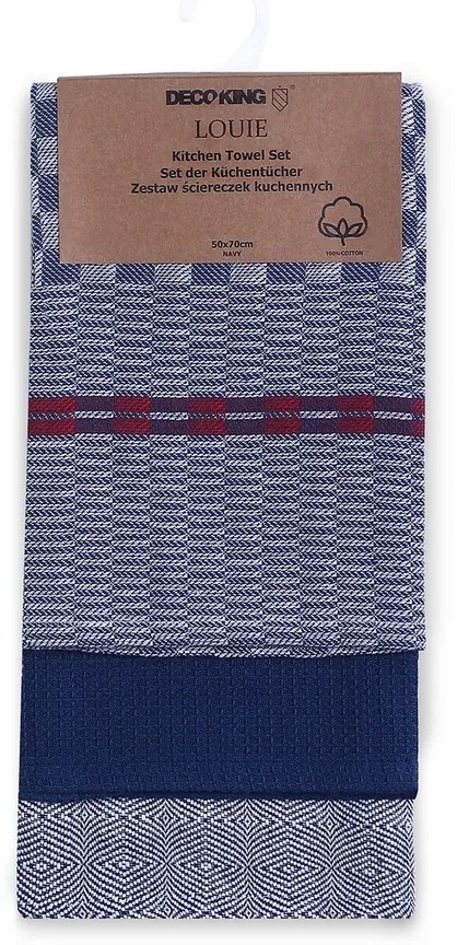 DecoKing Louie konyharuha, kék, 50 x 70 cm, 3 db-os szett