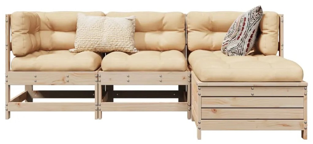 vidaXL 4 részes tömör fenyőfa kerti kanapészett