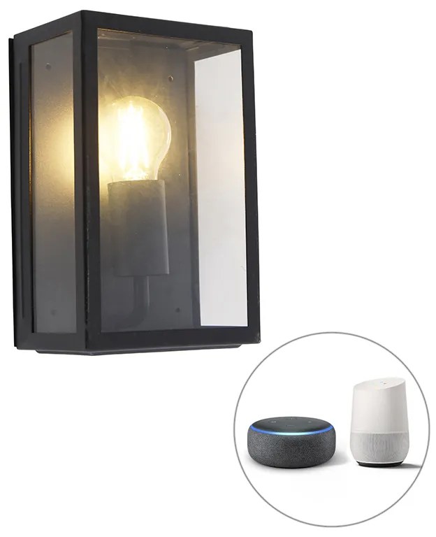 Okos kültéri fali lámpa fekete 25,5 cm, WiFi-vel, A60, IP44 - Rotterdam