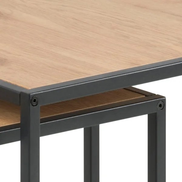 SARON dohányzóasztal szett, 2 db, tölgy/fekete