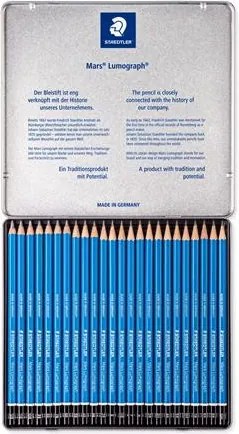 Grafitceruza készlet, fém doboz, hatszögletű, STAEDTLER Mars® Lumograph® 100, 24 különböző keménység (TS100G24)