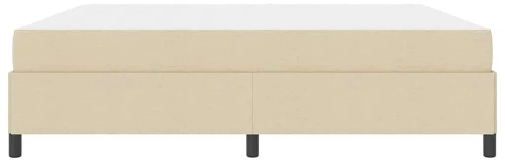 Boxrugós ágy Krém és fekete 200 x 200 cm Textil és mérnöki fa