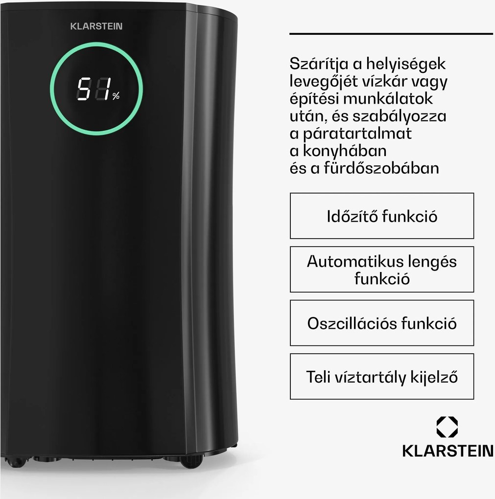 Klarstein DryFy ProConnect 24 párátlanító, 24 l/nap, 30 m², WiFi, App, LED kijelző, 24-órás időzítő