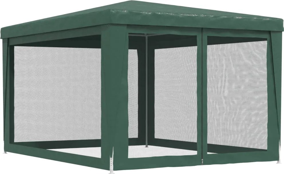 Zöld HDPE rendezvénysátor 4 hálós oldalfallal 3x4 m