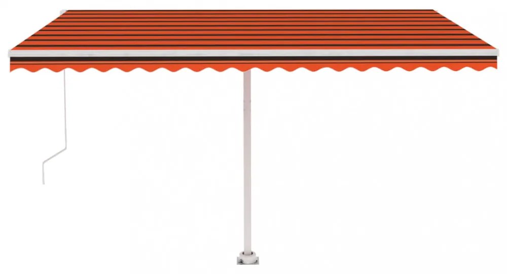 narancs-barna kézzel kihúzható póznás napellenző 450 x 300 cm