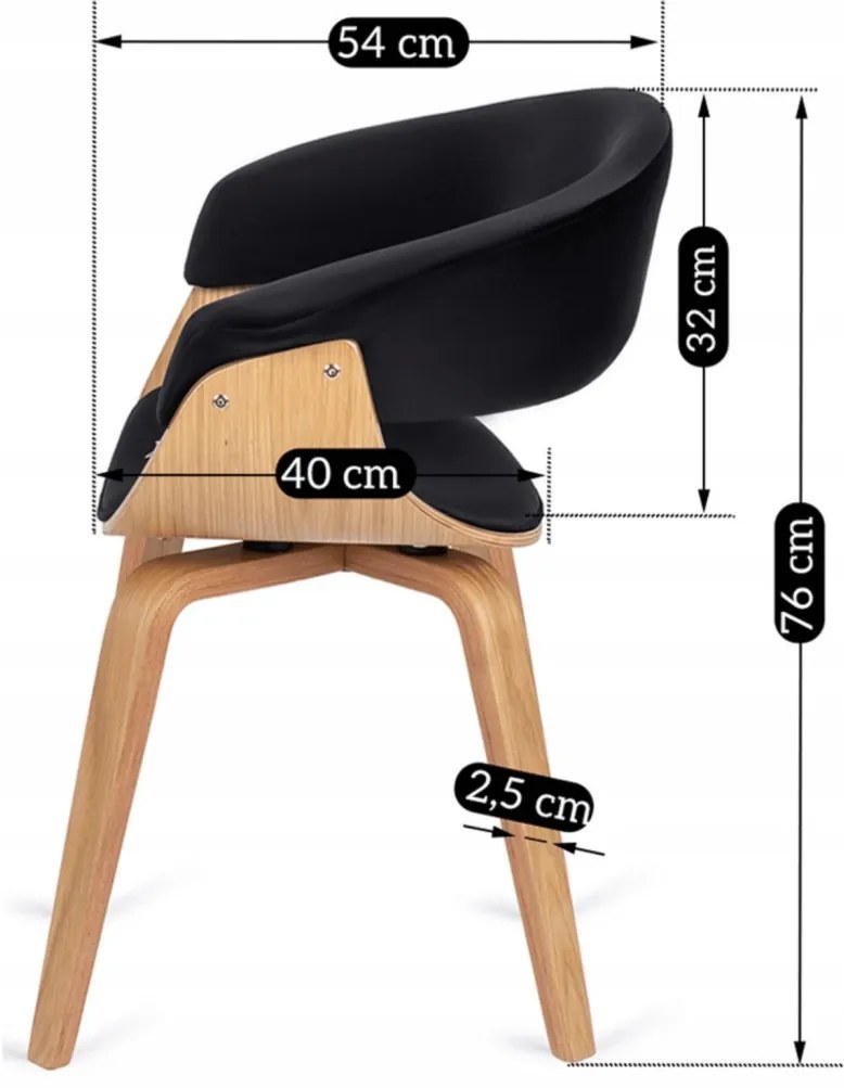 Elegáns Étkezőszék Aranytölgy/Fekete Színben. GARY