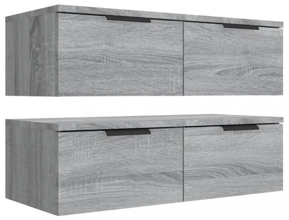 2 db szürke sonoma szerelt fa fali szekrény 68 x 30 x 20 cm