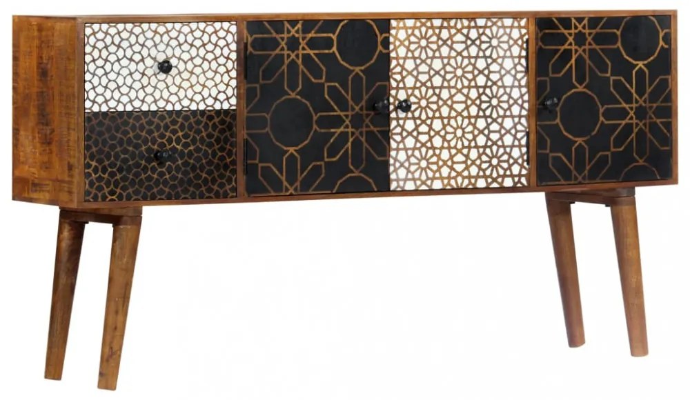 tömör mangófa tálalószekrény nyomtatott mintával 130x30x70 cm