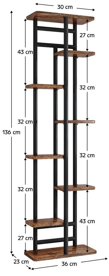 Virágtartó állvány Laban 4 (sötét fa + fekete) . 1116385