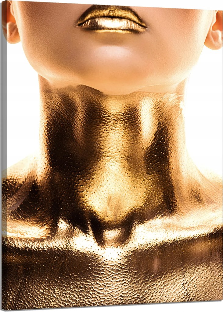Vászonkép Nő Arany Nyak és Száj Művészet 50x70 cm