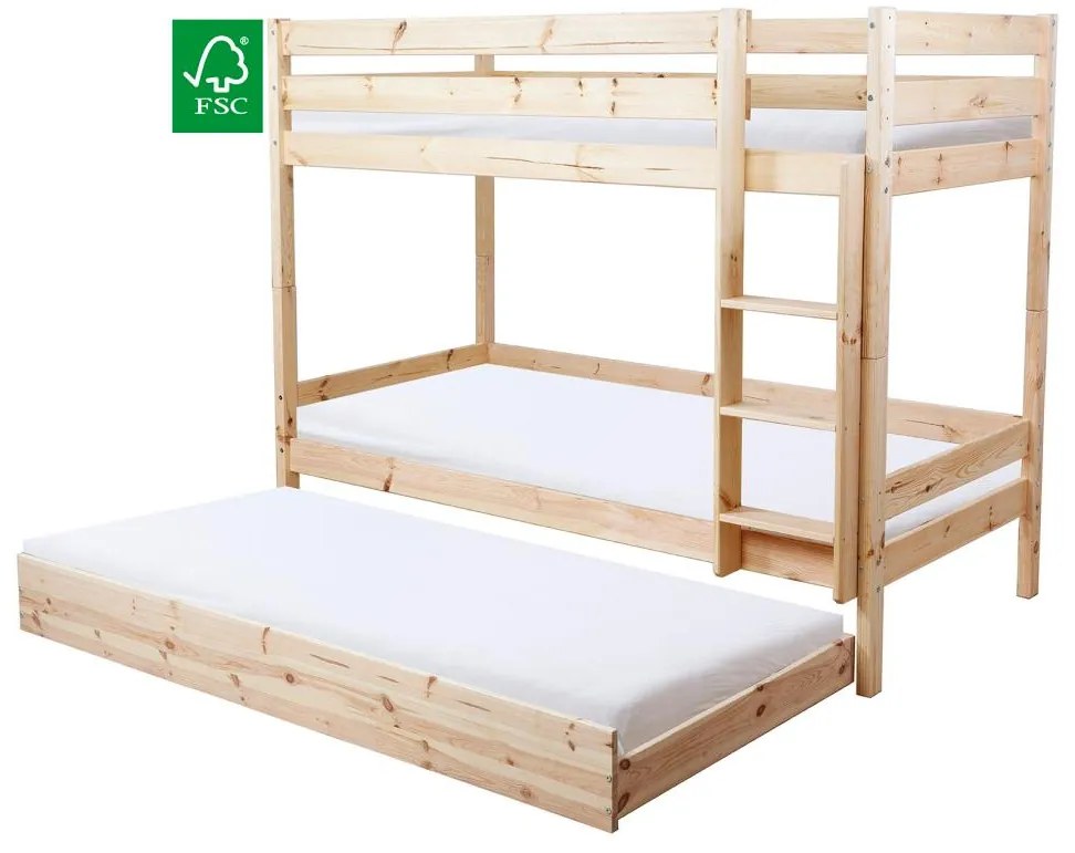 Gyerek emeletes ágy 90 cm Braceaba (tömör fenyőfa) (ágyráccsal). 1116246