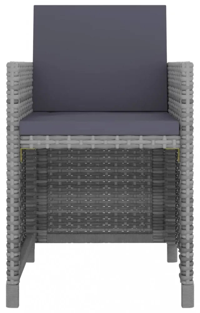 9 részes antracitszürke polyrattan étkezőszett párnákkal