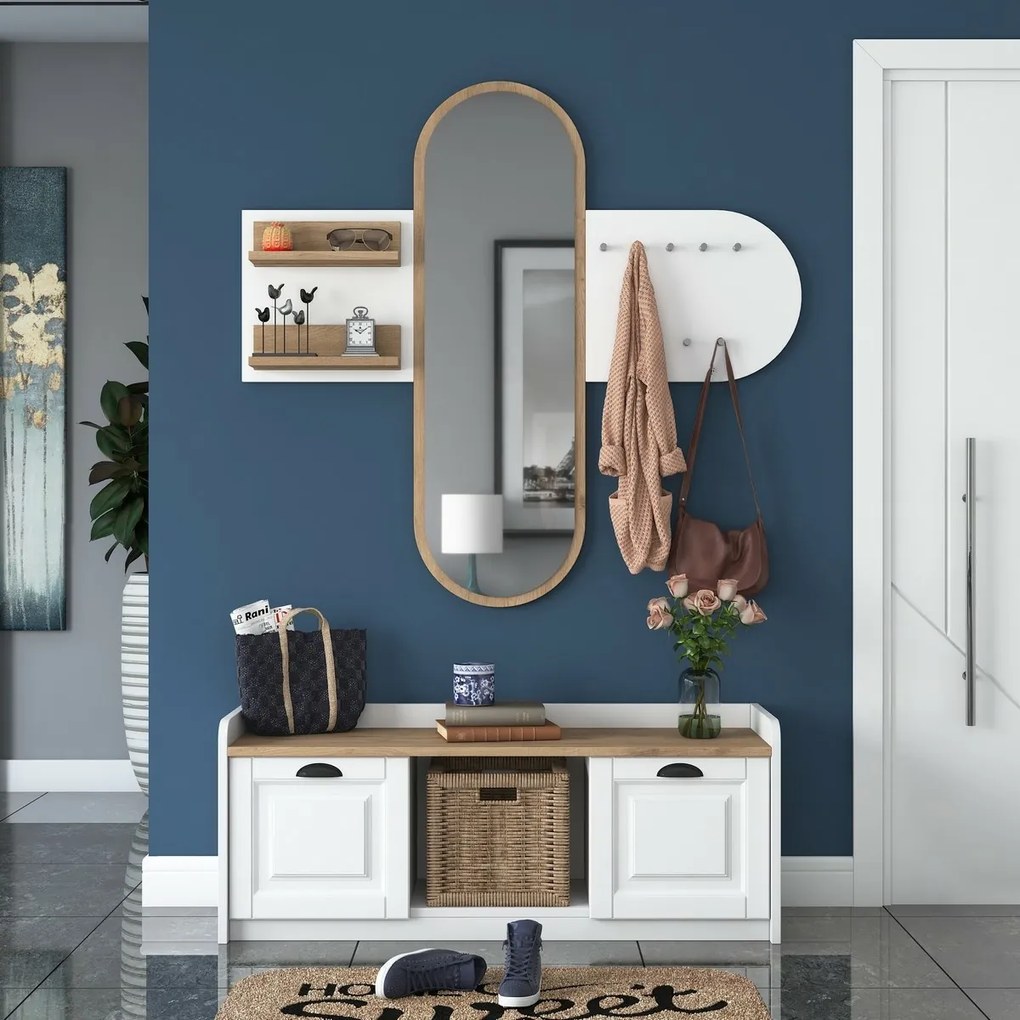 Ema White and Walnut előszoba szett