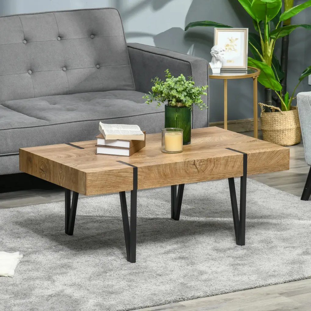 HOMCOM Dohányzóasztal, ipari design, 105 cm x 60 cm x 42 cm fekete-barna