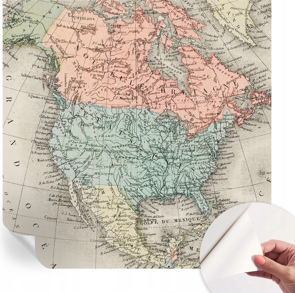 Öntapadós tapéta Fali furnér 3D hatás Történelmi térkép 250x250 cm