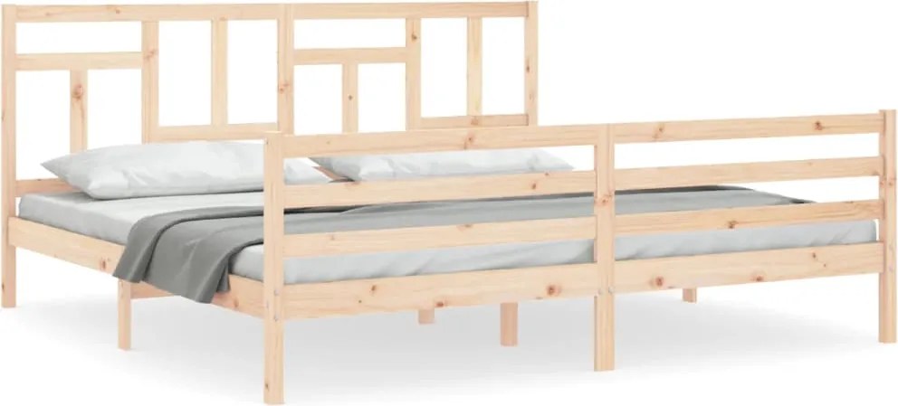 vidaXL tömör fa ágykeret fejtámlával 200 x 200 cm
