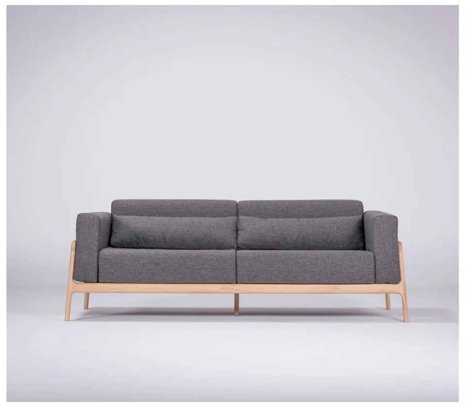 Fawn sötétszürke kanapé tölgyfából, 210 cm - Gazzda