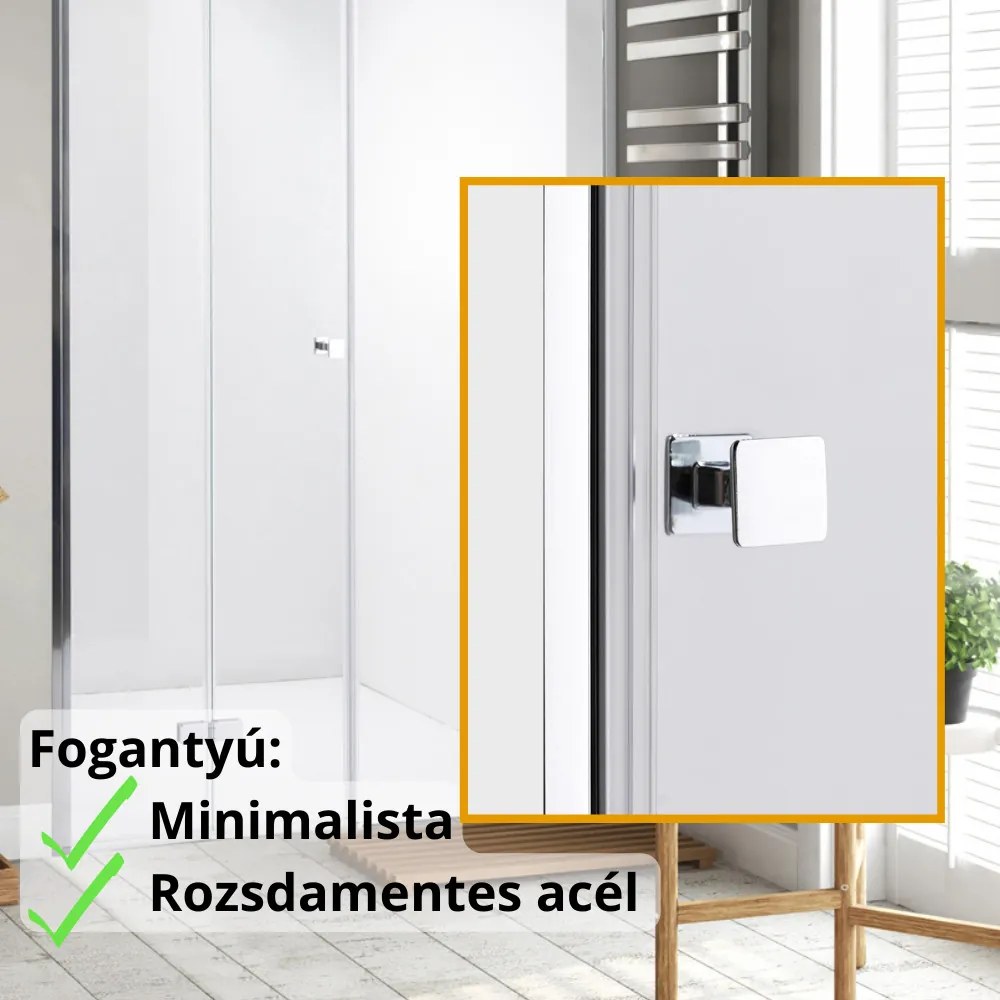 Stuxi Verona Fix 230 cm (110+120) széles csukló zuhanyajtó fix fallal, 6 mm vízlepergető üveggel, króm profillal, 195 cm magas
