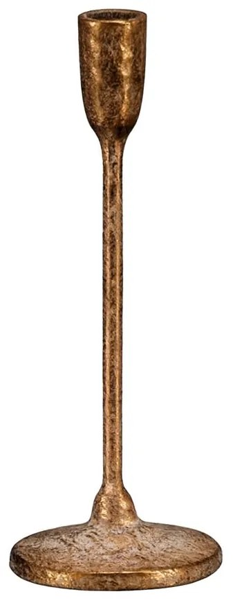 Fém gyertyatartó talapzaton, magasság 23 cm, arany, 23 cm