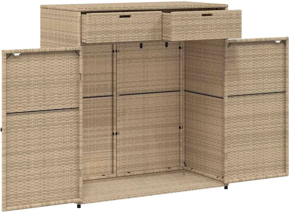 vidaXL szürke polyrattan kerti tárolószekrény 105 x 55 x 113 cm