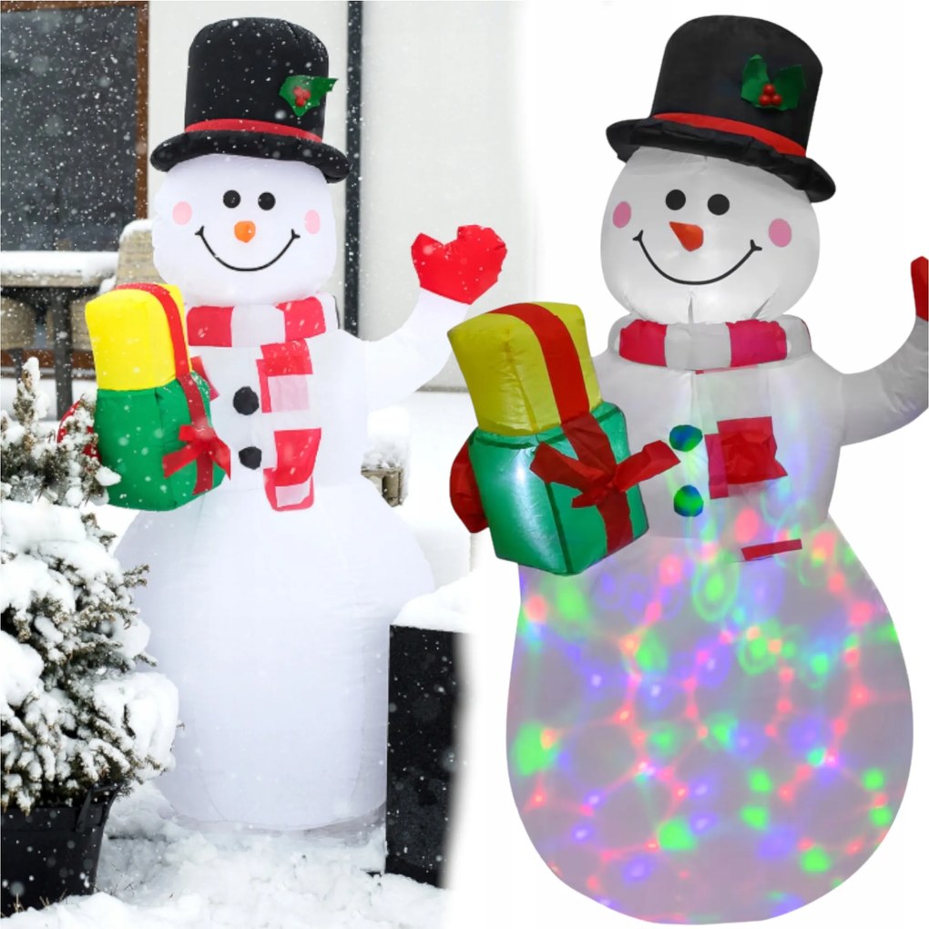 Nagy Világító Felfújható Kerti Hóember Figura Karácsonyra