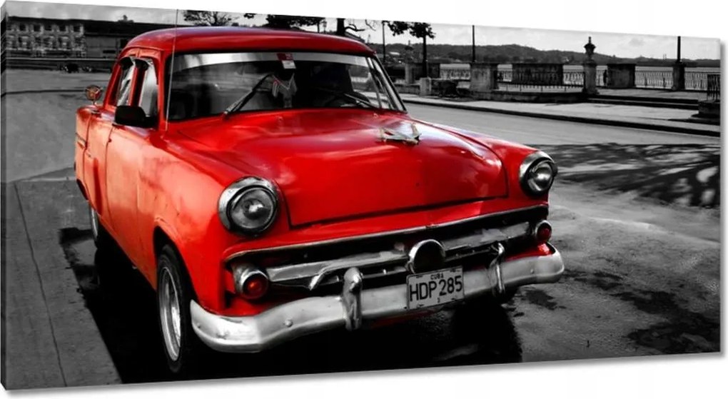 Vászonkép 115x55 Kubai piros autó