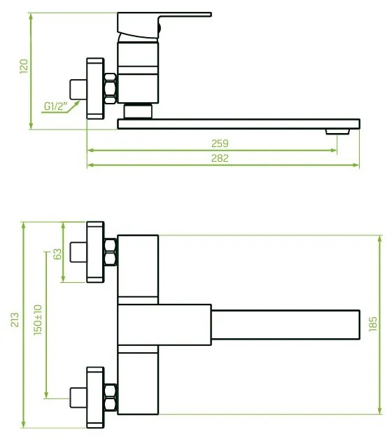 Laveo Kvadrato, konyhai csaptelep h-120, fekete, LAV-BLQ_780D