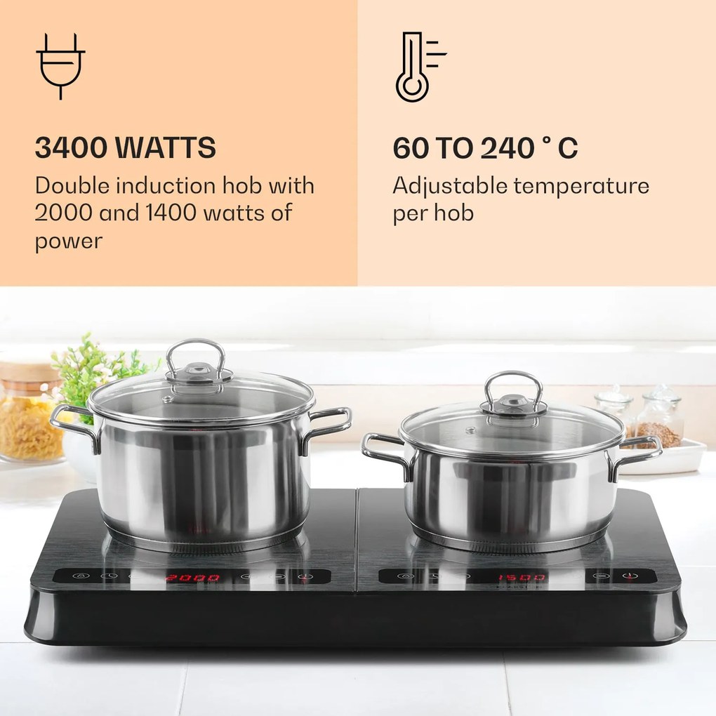 Klarstein InnoChef, indukciós főzőlap, 3400 W, érintésvezérlés, üvegkerámia