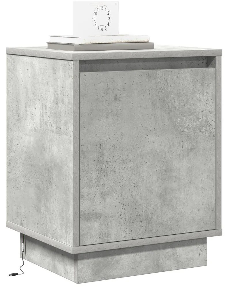 Beton szürke éjjeli szekrény beépített LED világítással 39x34.5x50 cm