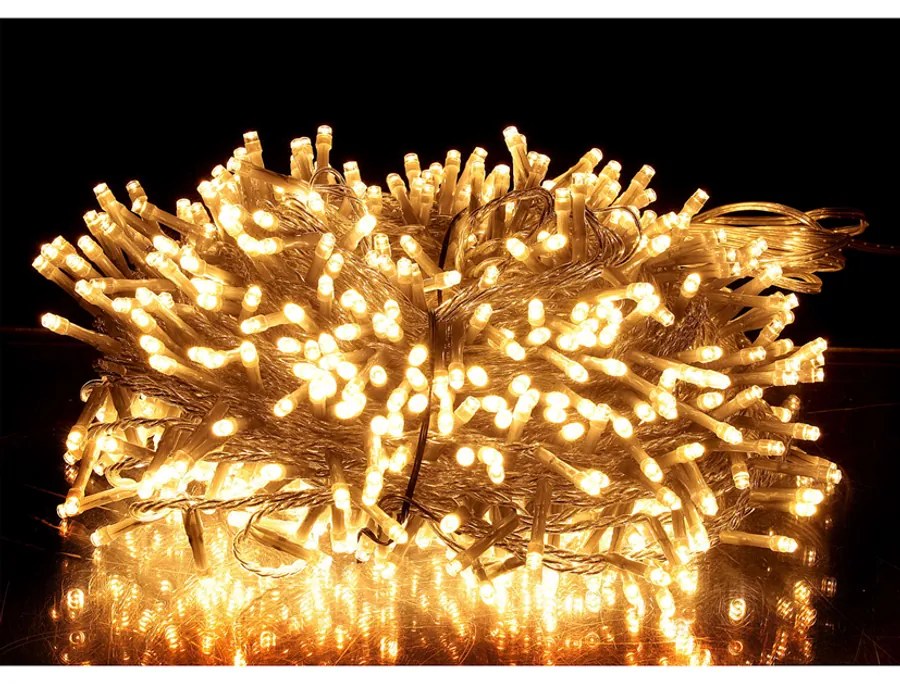 30 m-es 1500 LED-es BOA fényfüzér, kültéri-beltéri hálózati, időzíthető 6/18 órás, 8 féle fényjátékkal, átlátszó vezetékes, extra meleg fehér, IP44
