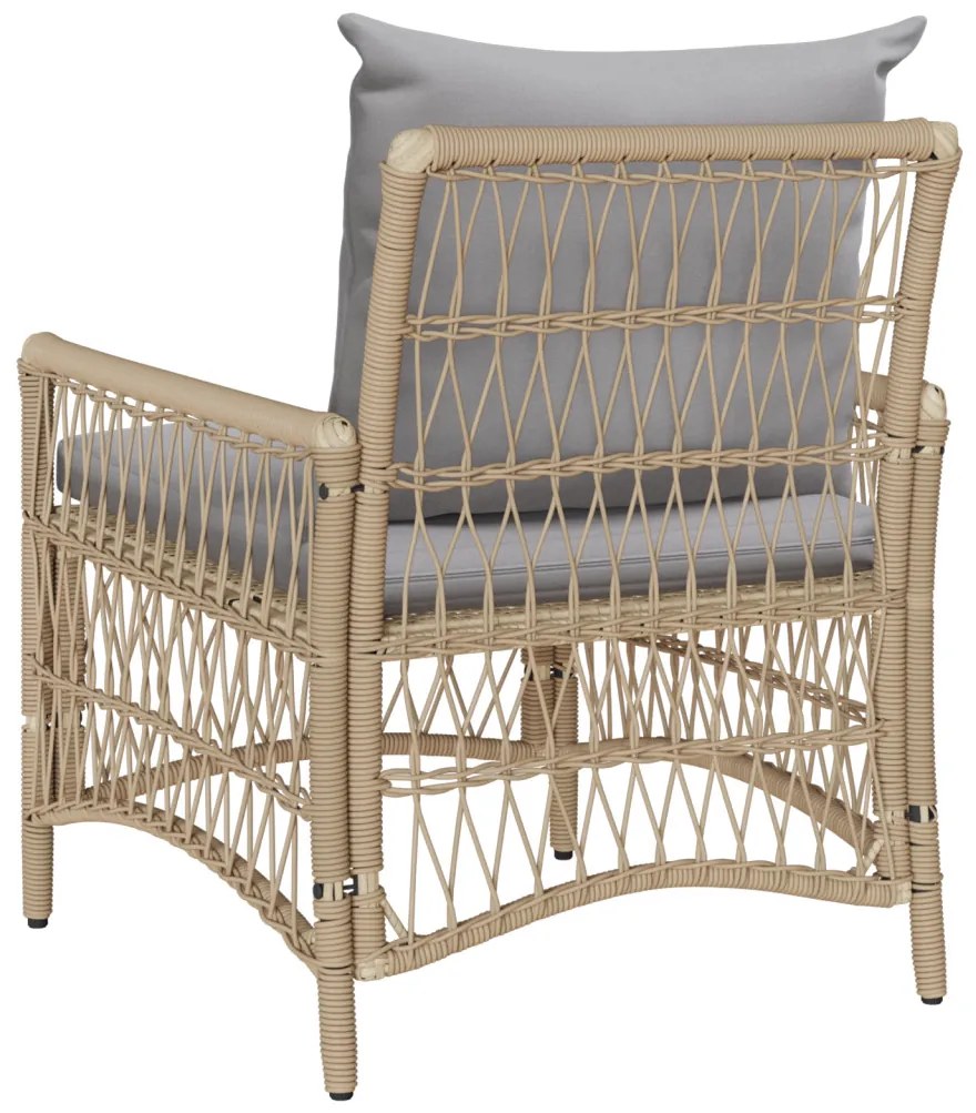Kerti Szék Párnákkal Bézs 60x70x78 cm Polyrattan