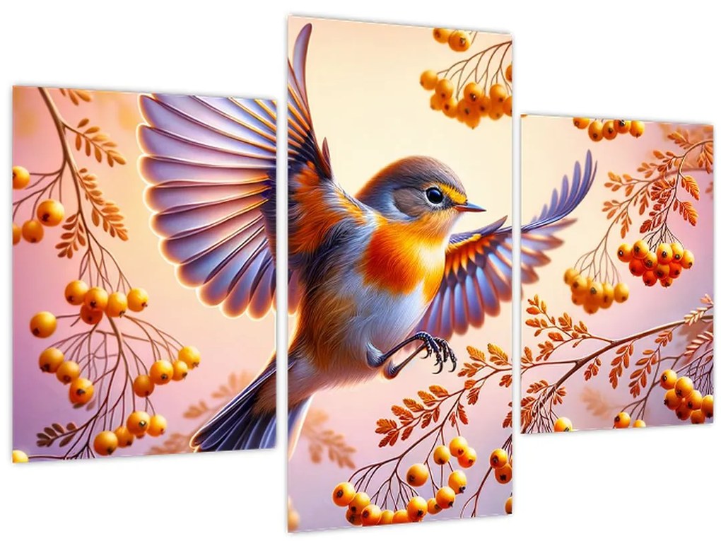 Kép - Madár berkenyével (90x60 cm)