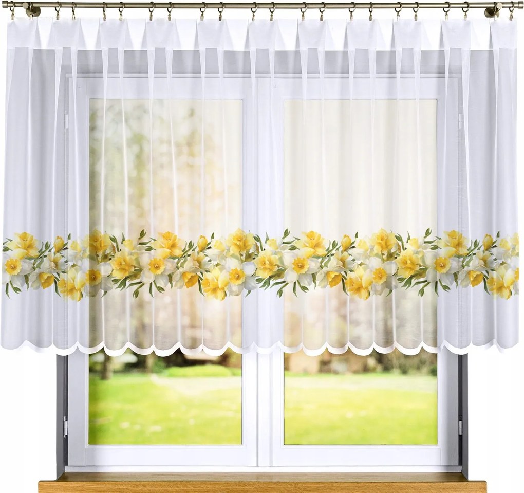 Nárcisz jacquard függöny, méret: 400x120cm, nyomott mintás (szegélyekkel)