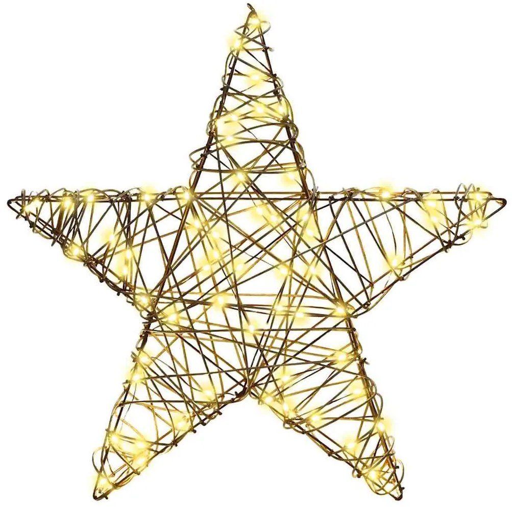 3D Csillag 50 LED-del Meleg fehér 55 x 52.5 x 9 cm Rattan
