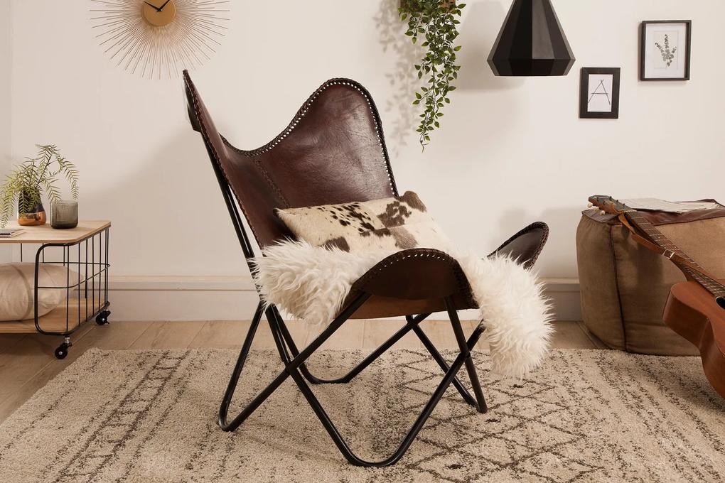 COWBOY design bőr fotel - barna/ fekete