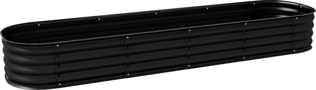 Outsunny Moduláris Acél Emelt Kerti Ágyás Zöldségekhez, Növényekhez, Virágokhoz - 240 x 62 x 30 cm, Fekete | Aosom