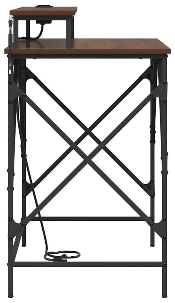 Asztal LED -es lámpákkal barna tölgy 100 x 50 x 86.5 cm Faanyag