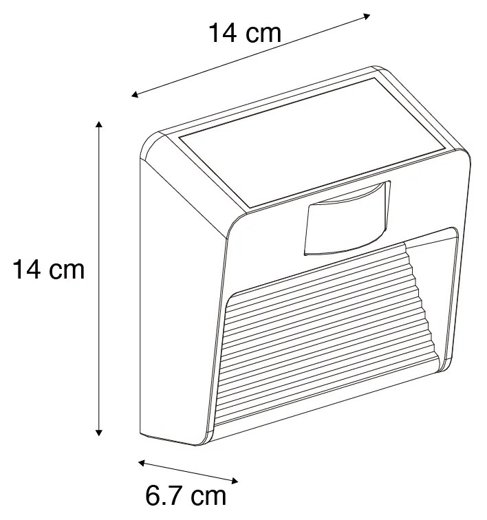 Fali lámpa fekete LED-del IP54 mozgásérzékelővel, szolár - Border