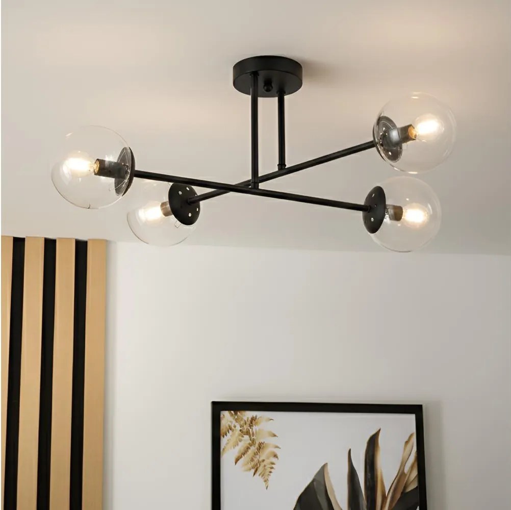 Brilagi - MALIVA felületre szerelhető csillár 4xE14/15W/230V fekete/átlátszó