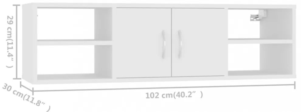 fehér szerelt fa fali polc 102 x 30 x 29 cm