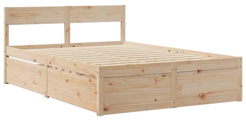 tömör fenyőfa ágy fiókokkal és matraccal 120 x 200 cm