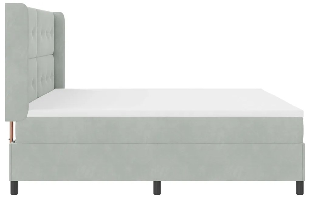 Boxspring Ágy Matraccal &amp; LED Fény Szürke 200x200 cm Bársony