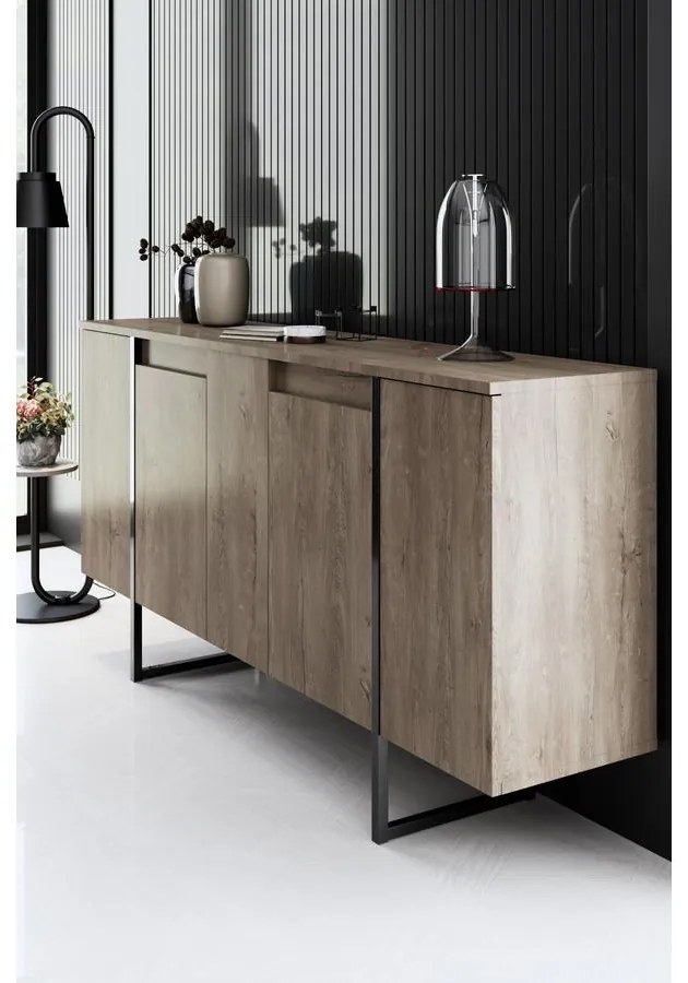 Konzolasztal Luxe - Walnut, Black