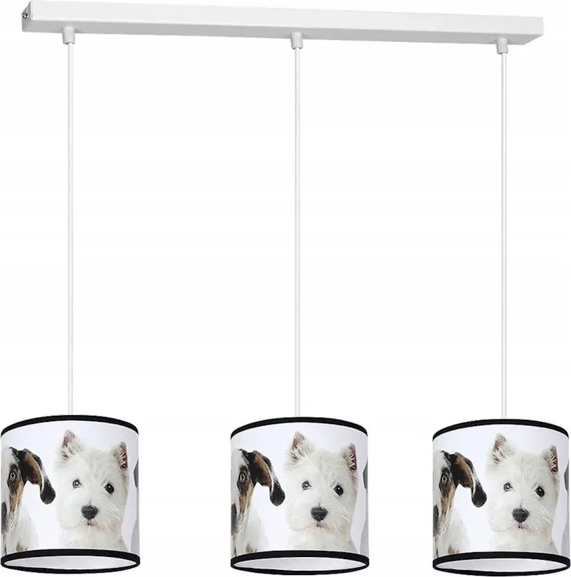 Gyerek függőlámpa tripla fehér 3 lámpaernyő Milagro kutyusokkal