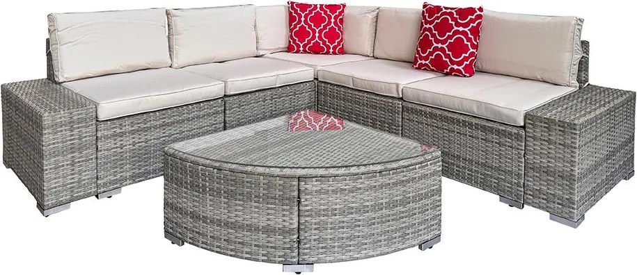 Avenberg AZURE rattan sarokgarnitúra - szürke/bézs