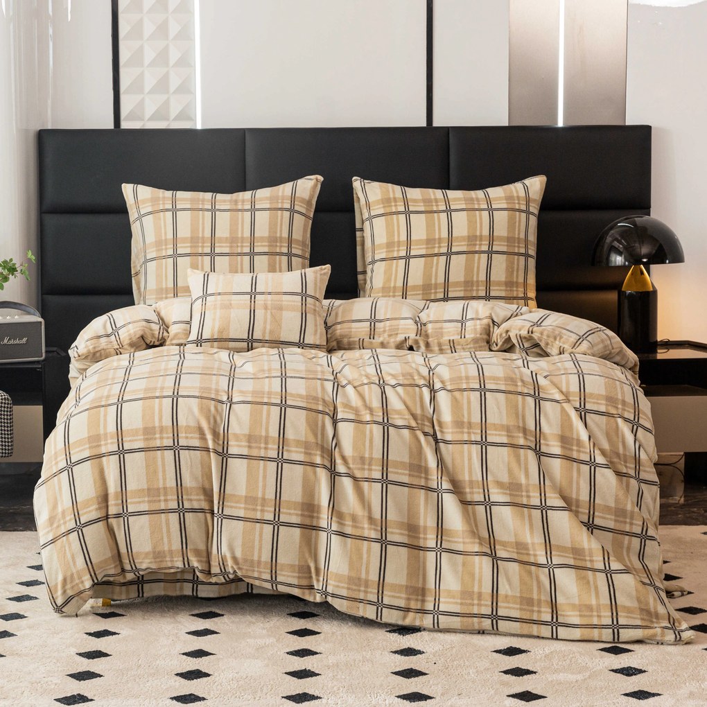 Mikroplüss ágynemű PLAID krém Ágyneműhuzat mérete: 2 ks 70 x 90 cm | 200 x 220 cm