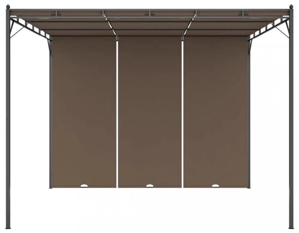 tópszínű kerti pavilon oldalfüggönnyel 3 x 3 x 2,25 m