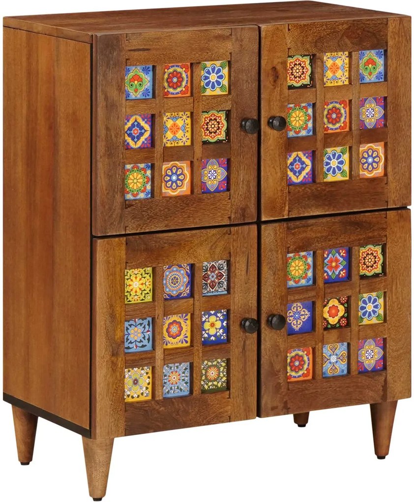 vidaXL Széf tárolóval ajtóval Dió 60 x 33 x 75 cm Tömör Mangófát