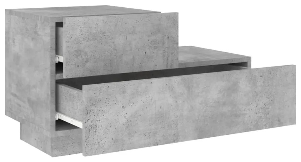 betonszürke éjjeliszekrény LED-fényekkel 70x36x40,5 cm
