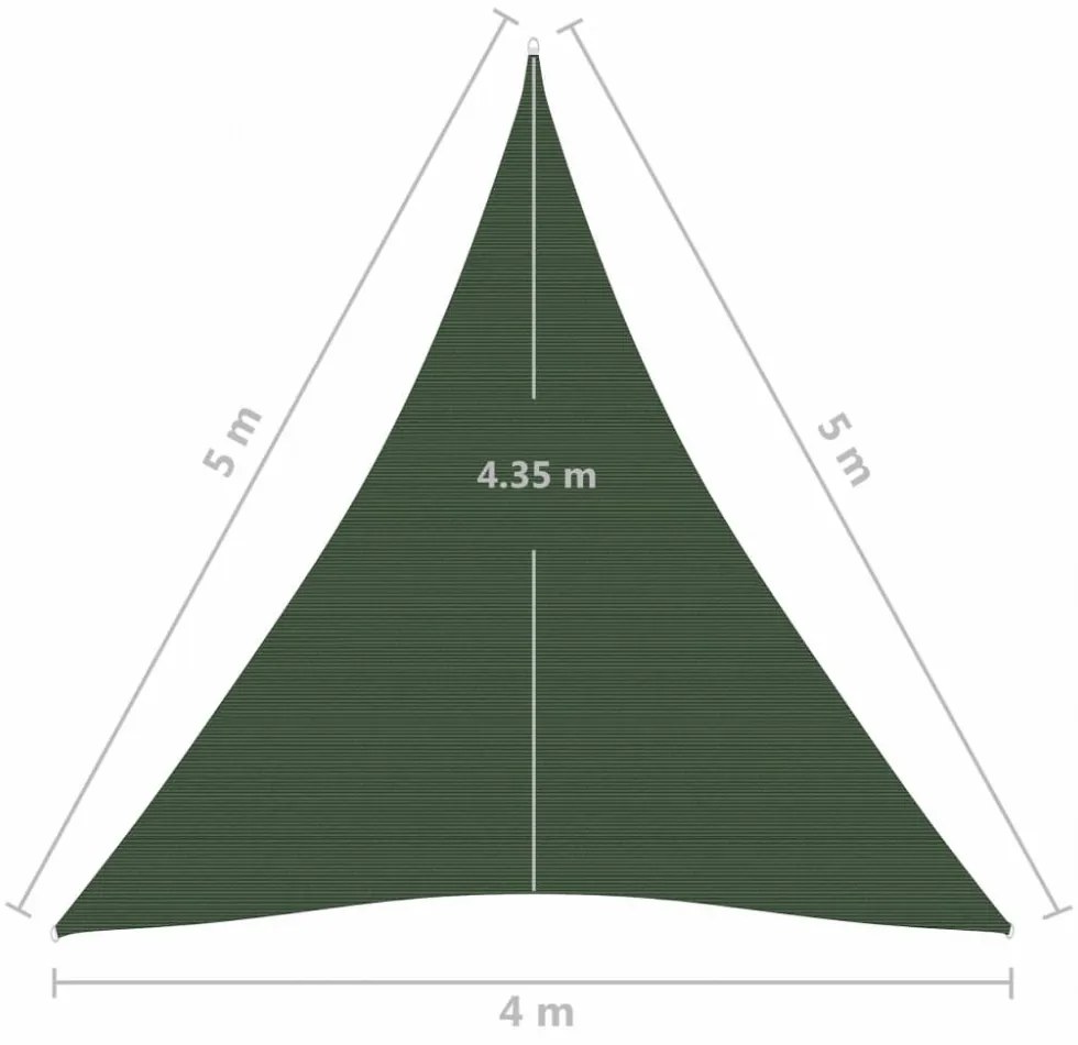 sötétzöld HDPE napvitorla 160 g/m² 4 x 5 x 5 m
